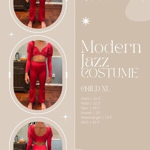 Modern Red Jazz Dance Costume Child XL